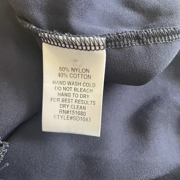 Storia Lace Dress Large Navy Blue Fringe Cut Out Party Club Cocktail Sexy Mini - Picture 8 of 9